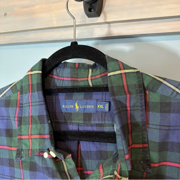 Polo Ralph Lauren Button Up Long Sleeve Oxford Shirt in Blue/Green/Red - Picture 10 of 13